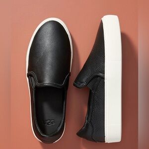 UGG “Jass” Leather Slip-On Sneakers. Women’s Size 7 1/2. Color: Black